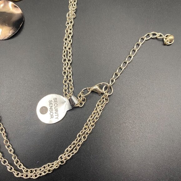 Statement Bib Necklace Gold Silver Gunmetal Disc Multi Tone Layer Dangle 18-20" - Picture 5 of 6